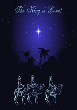Three Wise Men are visiting Jesus Christ after His birth Illustrazione stock