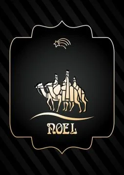 Three Wise Men are visiting Jesus Christ after His birth Stock Illustration