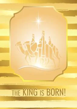 Three Wise Men are visiting Jesus Christ after His birth Stock Illustration