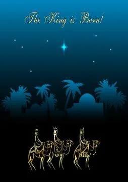 Three Wise Men are visiting Jesus Christ after His birth Illustrazione stock
