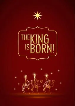 Three Wise Men are visiting Jesus Christ after His birth Stock Illustration
