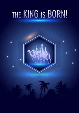 Three Wise Men are visiting Jesus Christ after His birth Stock Illustration