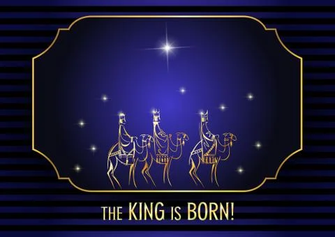 Three Wise Men are visiting Jesus Christ after His birth Illustrazione stock