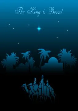 Three Wise Men are visiting Jesus Christ after His birth Stock Illustration