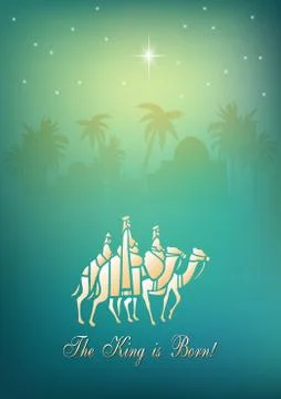 Three Wise Men are visiting Jesus Christ after His birth Stock Illustration