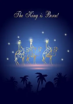 Three Wise Men are visiting Jesus Christ after His birth Illustrazione stock