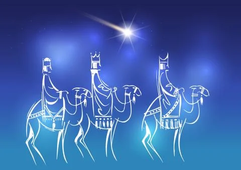 Three Wise Men are visiting Jesus Christ after His birth Illustrazione stock