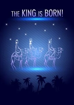 Three Wise Men are visiting Jesus Christ after His birth Illustrazione stock