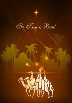 Three Wise Men are visiting Jesus Christ after His birth Stock Illustration