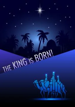 Three Wise Men are visiting Jesus Christ after His birth Stock Illustration
