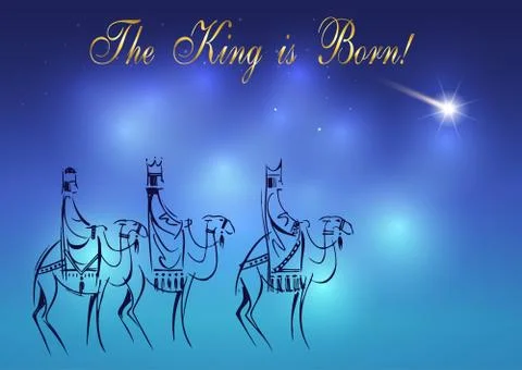 Three Wise Men are visiting Jesus Christ after His birth Illustrazione stock