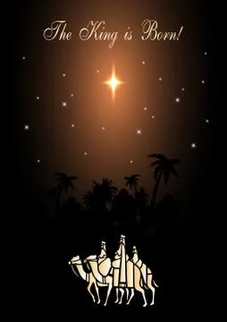 Three Wise Men are visiting Jesus Christ after His birth Stock Illustration