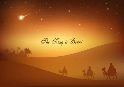 Three Wise Men are visiting Jesus Christ after His birth Illustrazione stock