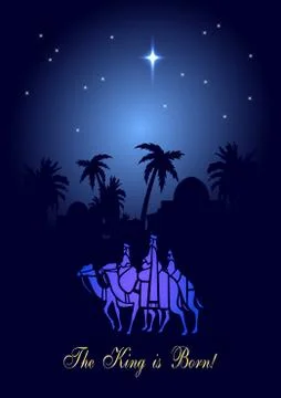 Three Wise Men are visiting Jesus Christ after His birth Illustrazione stock