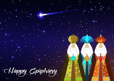 Three wise men Christmas. Three biblical Kings, Caspar, Melchior and Balthazar Stock Illustration
