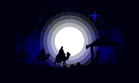 Three wise men go to jesus Stock Illustration
