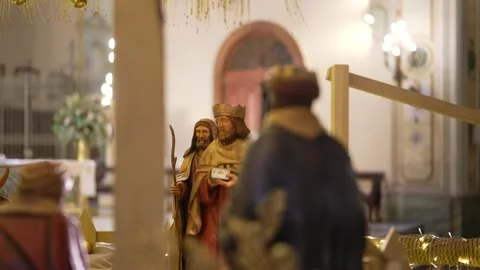 Three Wise Men Nativity Figures in Soft Focus Stock Footage 312750170