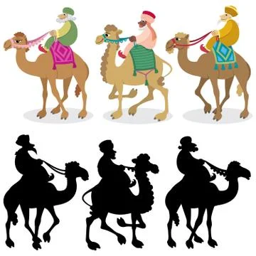 Three Wise Men on White Stock Illustration