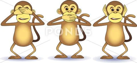 Three wise monkey Stock Illustration