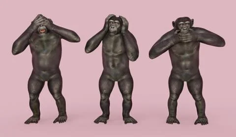 Three wise monkeys Stock Illustration