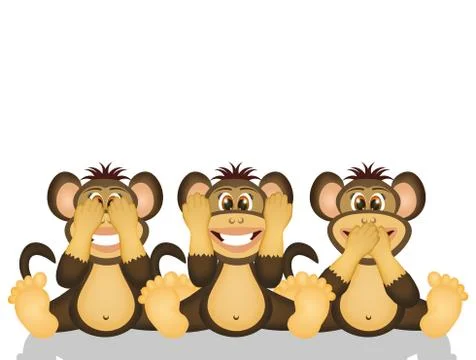 The three wise monkeys Stock Illustration