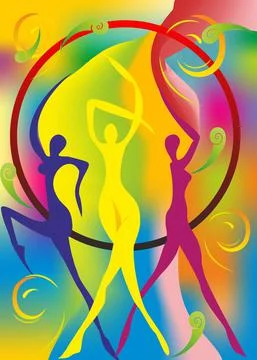 Three women on the move Stock Illustration