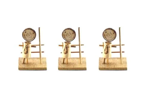 Three wood model with isolate white background. Stock Photos