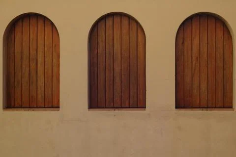 Three wood windows Stock Photos