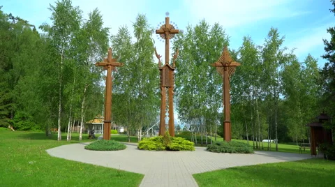 Three wooden crosses Stock Footage 64123217