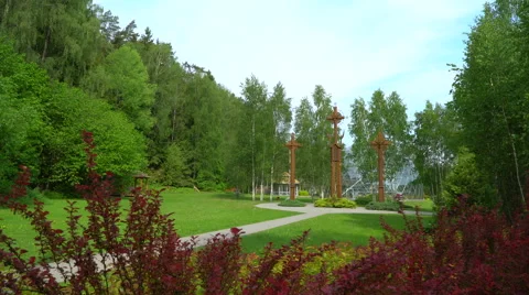Three wooden crosses Stock Footage 64123295