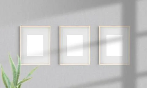 Three wooden frames on a wall Stock Illustration