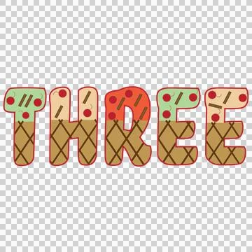 Three Word With Crosshatch Pattern filling letters texture Stock Illustration