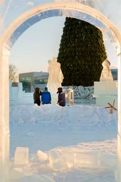 Three workers talking on the construction site 스톡 사진
