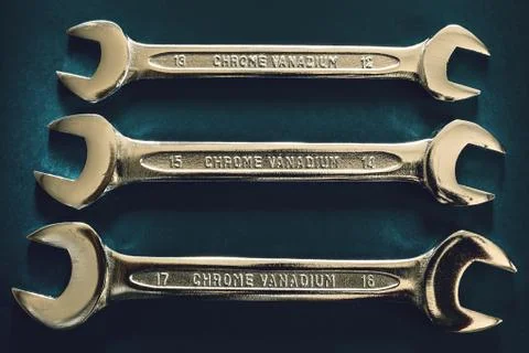 Three Wrenches on black 스톡 사진