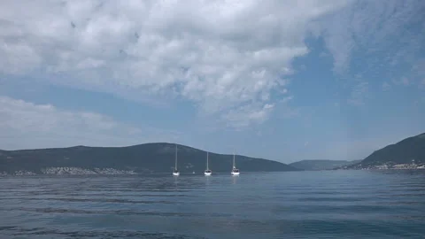 Three yachts lined up on Adriatic sea Stock Footage 101658804