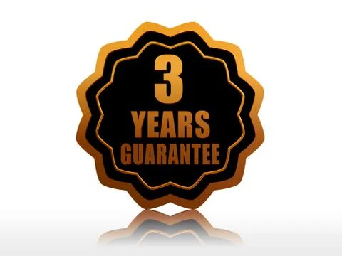 Three years guarantee starlike label Stock Illustration