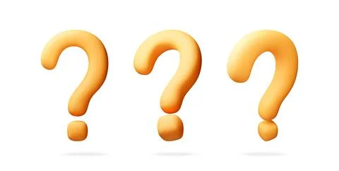 Three yellow 3D question marks Stock Illustration