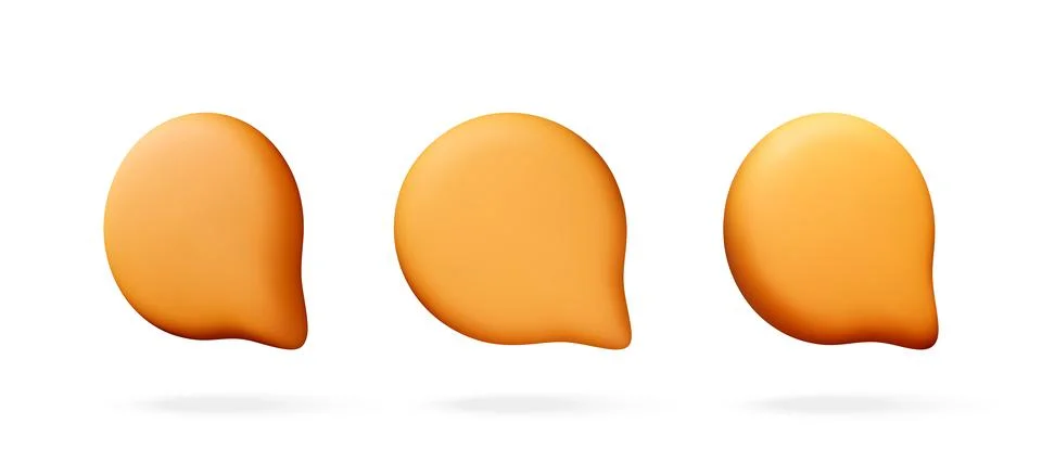 Three yellow 3d speech bubbles isolated Illustrazione stock