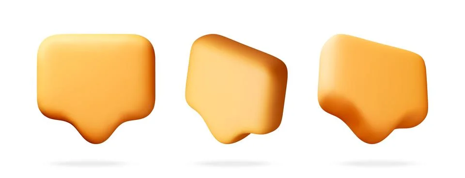 Three yellow 3d speech bubbles for communication イラスト素材