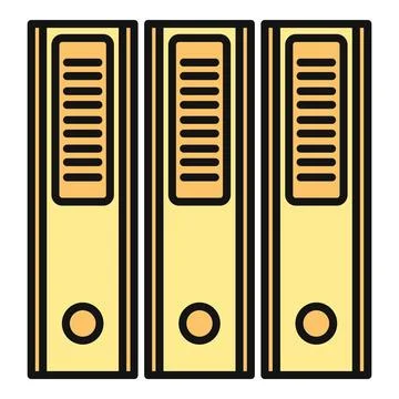 Three yellow archival binders storing important business documents Stock Illustration