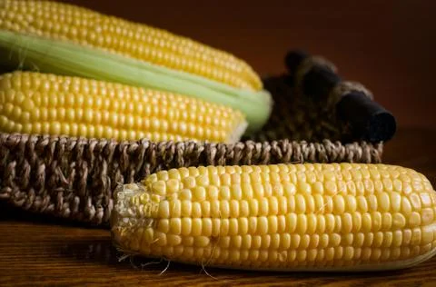Three yellow corn Stock Photos