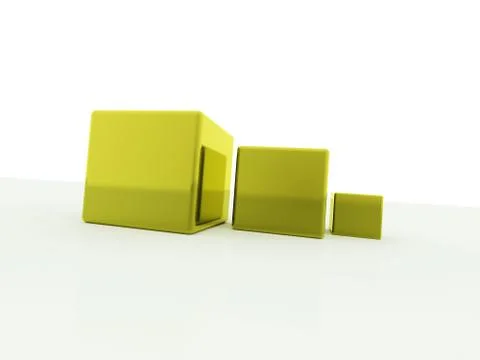 Three yellow cubes concept on white background Stock Illustration
