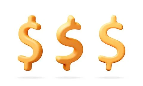 Three yellow dollar signs rendered in 3D style Stock-Illustration