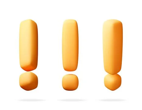Three yellow exclamation marks as 3D. 스톡 일러스트