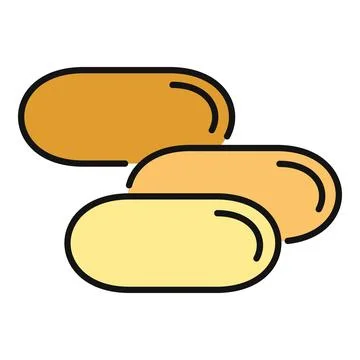 Three yellow orange elongated rounded objects icon Stock Illustration