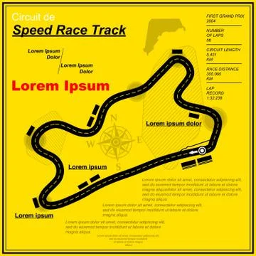 Three yellow race circuit background Stock Illustration