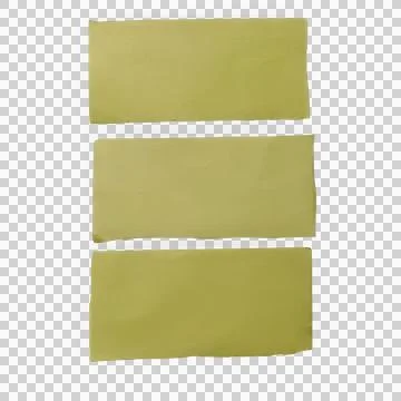 Three yellow rectangular paper labels or blank stickers isolated on a trans.. Foto stock