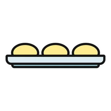 Three yellow semi circles on light blue tray 스톡 일러스트