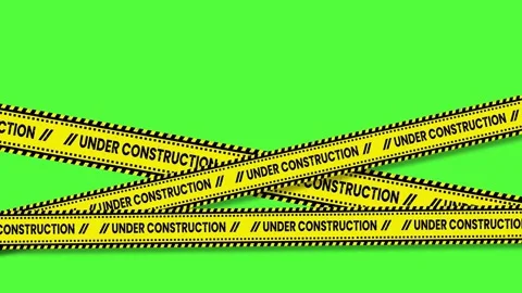 Three yellow under construction warning tape lines crossing background Vídeo Stock 331766118