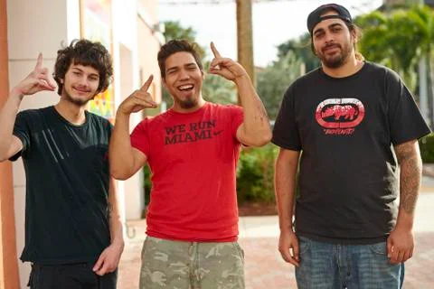 Three young Americans posing for the camera Stock Photos